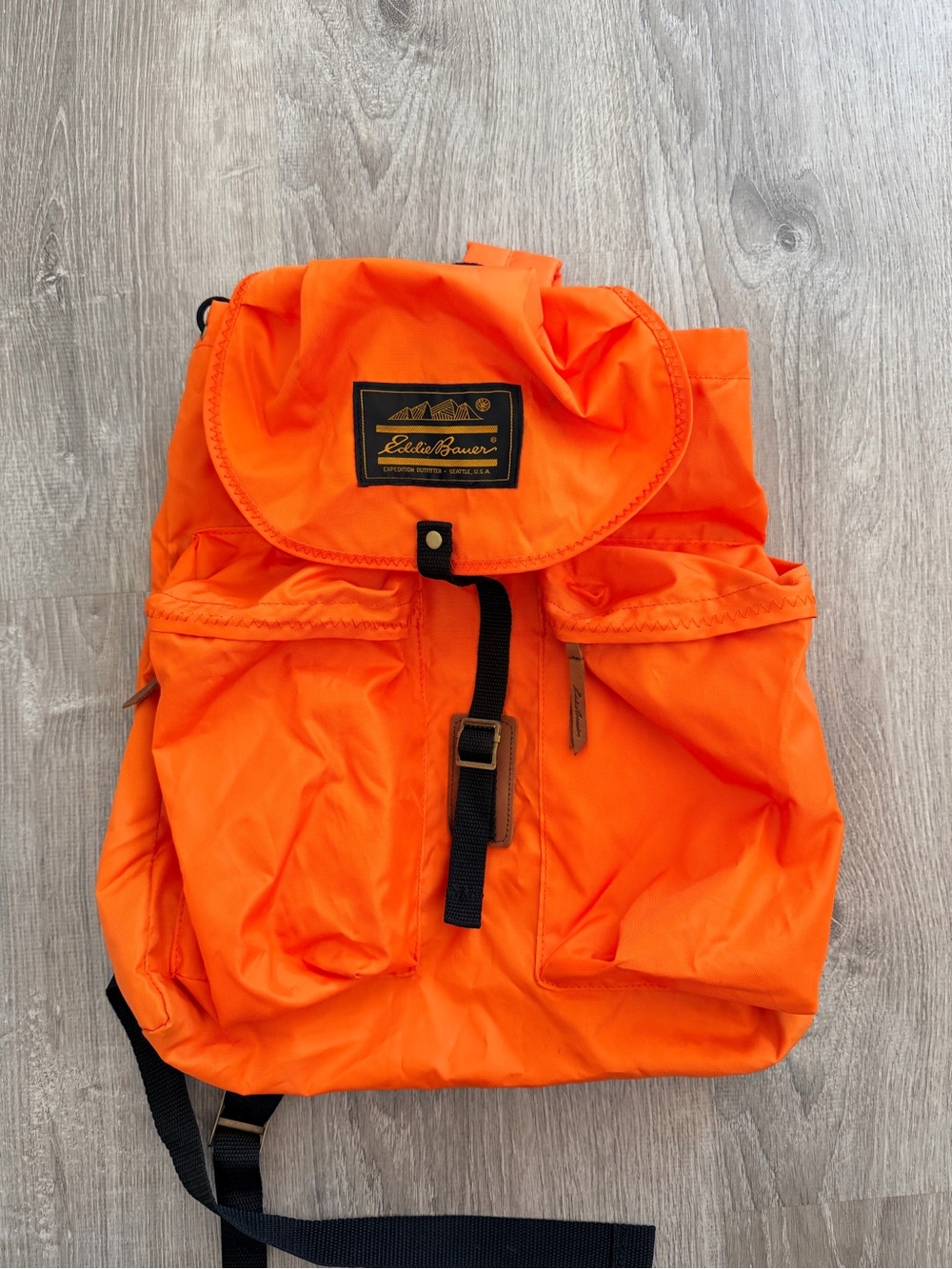 Eddie Bauer Bright Orange Nylon Rucksack Backpack